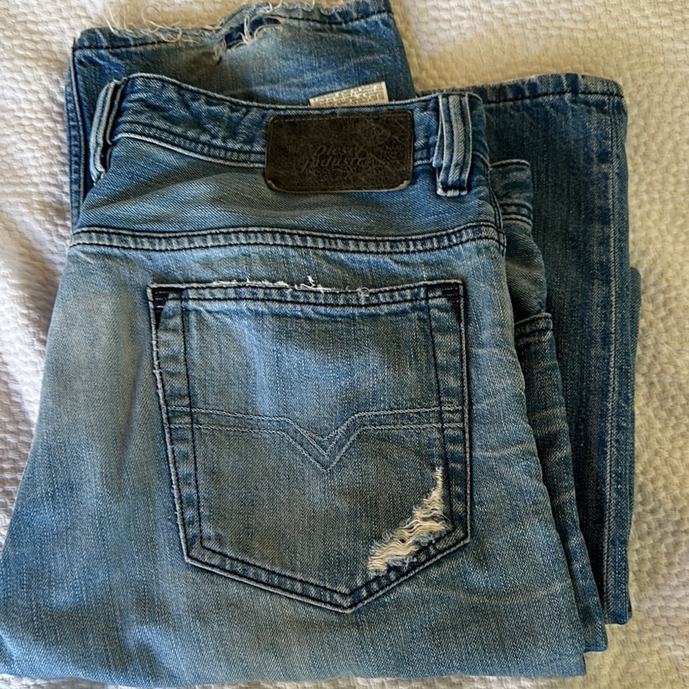 Diesel Blue Relaxed Jeans with Classic Fading